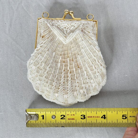 Beaded Seashell Design Vintage Clutch Purse - Picture 13 of 13